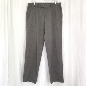 Hugo Boss Casual Dress Pants Mens Sz 36 Cotton Flat Front Gray Office Preppy